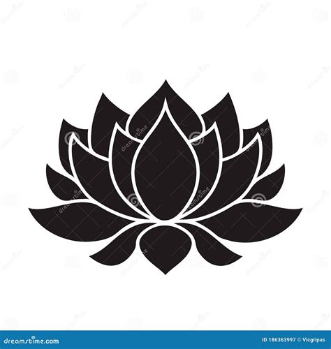 Lotus flower silhouette stock vector. Illustration of monochrome - 186363997