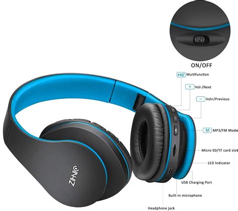 Bluetooth Headphones Over-Ear, Zihnic Foldable Wireless and Wired ...