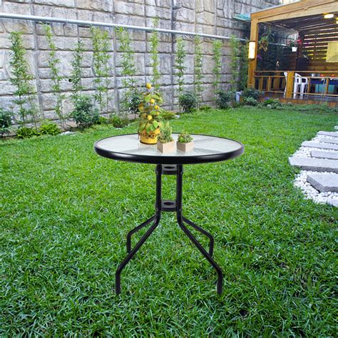 Mua Vipush 24" Outdoor Bistro Table Round Patio Side Table Dining Table with Glass Table Top ...
