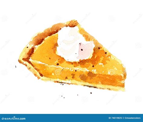 Pumpkin Pie Watercolor Food Illustration Hand Painted Isolated on White ...