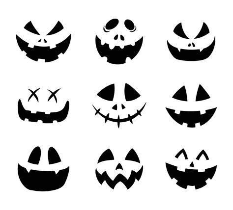 Halloween pumpkin faces icon set. Pumpkin silhouettes smile on white ...