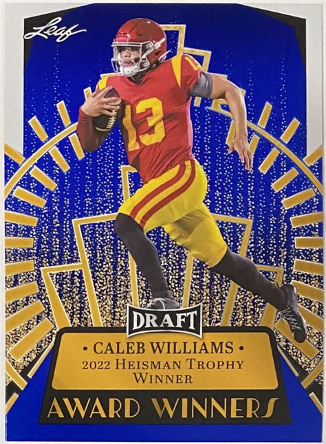 Caleb Williams 2023 Leaf Draft USC Trojans Football Heisman Trophy Winner Prospect Rookie Card ...
