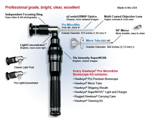 Optimax Pro Micro Slim Rigid Borescope (industrial endoscope) kit