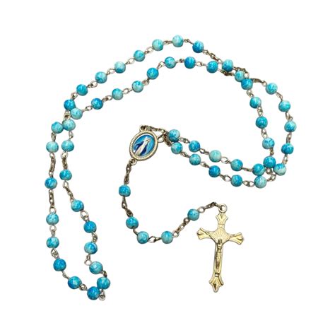 *Mother's Day SALE* Womens Blue Beaded Rosary Necklace (ENDS 20/05/23)(s)