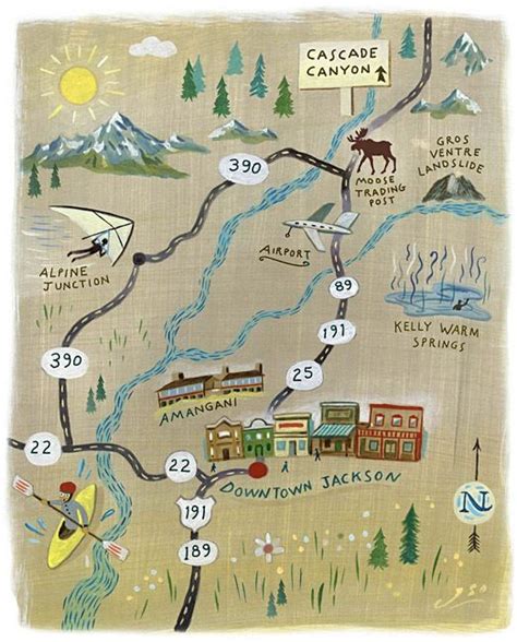 John S. Dykes Portfolio / Gerald & Cullen Rapp | Illustrated map, Wyoming map, Jackson hole map