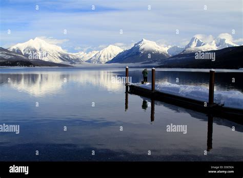 Winter Fishing on Lake McDonald Stock Photo - Alamy