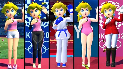 Mario & Sonic at the Olympic Games Tokyo 2020 - All Peach Outfits - YouTube