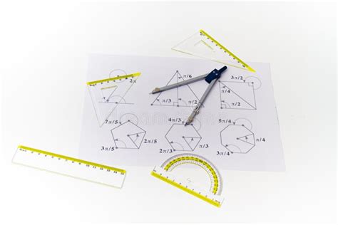 Drawing tools with compass stock image. Image of paper - 165159155