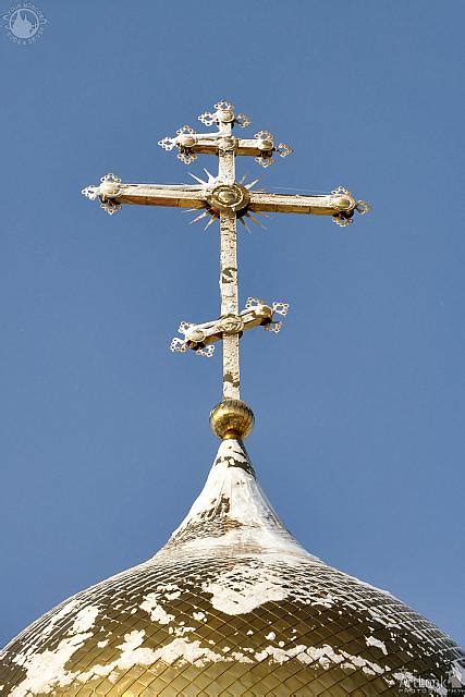 Gilded Russian Orthodox Cross on the Church Cupola in the Snow ...