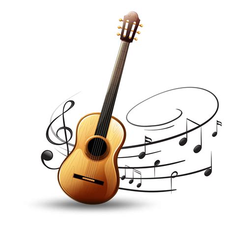 Guitarra clásica con notas musicales en el fondo. 417036 Vector en Vecteezy