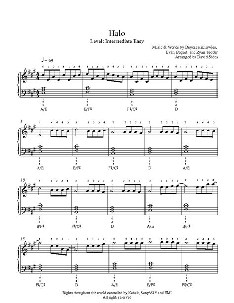 Halo by Beyoncé Knowles Piano Sheet Music | Intermediate Level