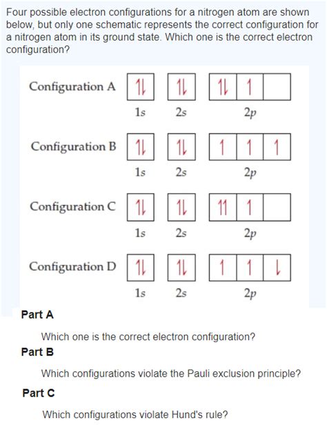 Solved Four possible electron configurations for a nitrogen | Chegg.com