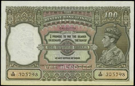 British India 100 Rupee Note 1943 King George VI|World Banknotes & Coins Pictures | Old Money ...