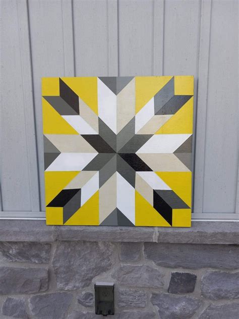 Yellow and Gray Star Barn Quilt 2 Ft2ft. Interior and Exterior. Gift ...