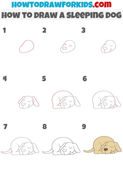 How to Draw a Sleeping Dog - Easy Drawing Tutorial For Kids