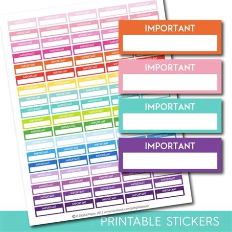 Important stickers Important planner stickers Printable