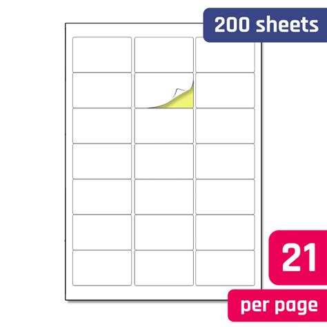 63.5 x 38.1 mm - A4 White Stickers Labels Sheets - TownStix