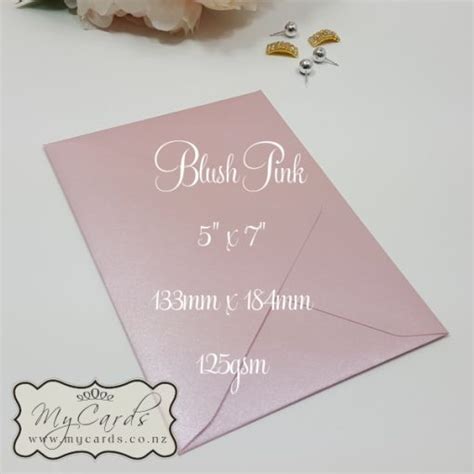 Blush Pink Metallic Envelope 5x7 Diamond Flap 125gsm MILTON MYCARDS WEDDING NZ