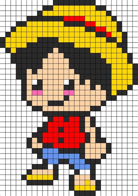 Monky D Luffy Kandi Pattern | Pixel art grid, Pixel art, Pixel art pattern