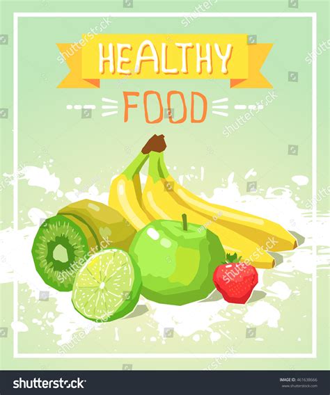 Vector Illustration Healthy Food Poster Isolated Stock Vector (Royalty Free) 461638666 ...