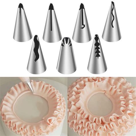 Suuker 7pcs Pleated Skirt Piping Nozzles Set, Stainless Steel Russian ...