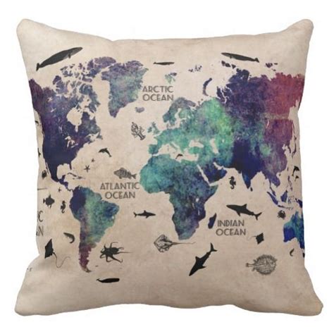 world map pillow | Zazzle.co.uk (With images) | Map pillow, Pillows ...