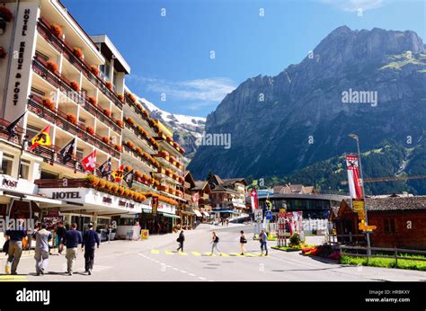 Mountain Ski Resort Village Grindelwald (Jungfrau Region, Canton of Bern, Switzerland). Hotel ...