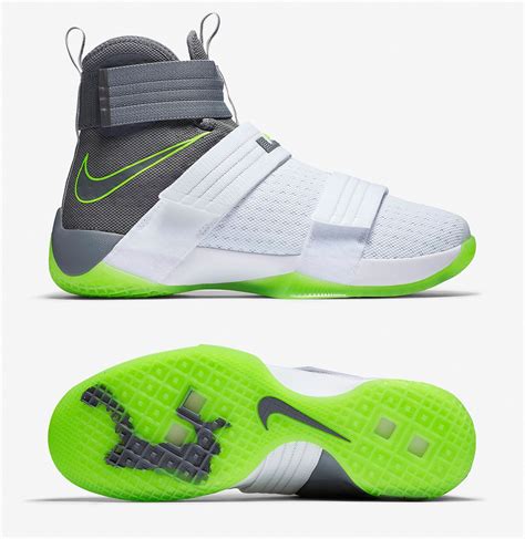 Nike Zoom LeBron Soldier 10 SFG "Dunkman" Men's Basketball Shoe: White/Electric Green/Cool Grey ...