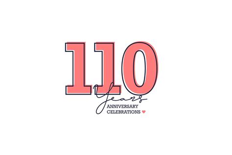 110 years anniversary. Anniversary template design concept with peach color and black line ...