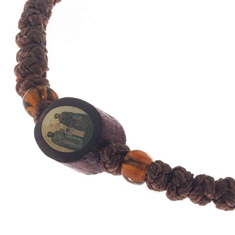 Prayer Rope Bracelet ~ Komboskini ~ Chotki - Brown with Religious Icons