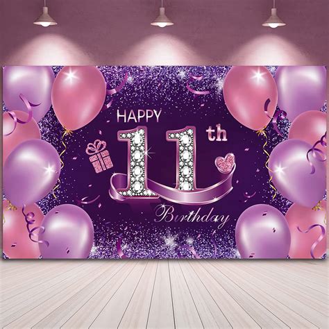 Buy Happy Birthday Party Decorations, Large Fabric Happy 11th ...