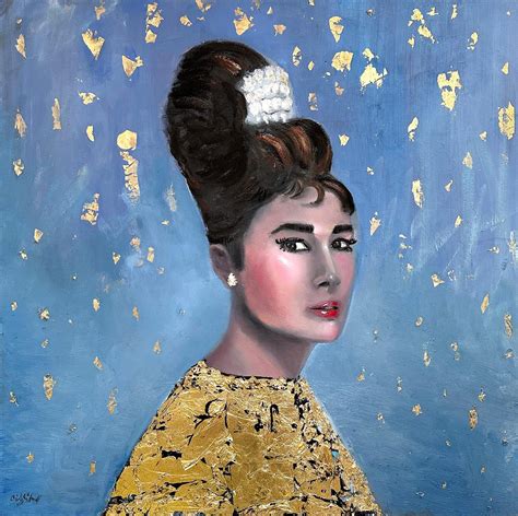 Cindy Shaoul - "Audrey in Gold" Audrey Hepburn Gold Leaf Haute Couture Oil Painting on Canvas ...