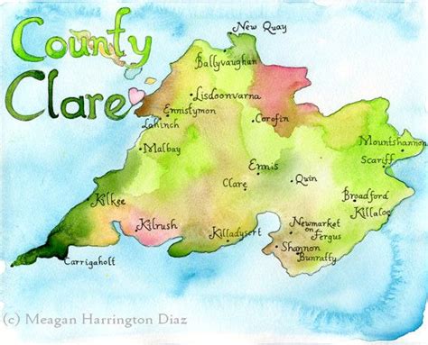 Map Art Print County Clare Ireland Map Irish Art Map of | Etsy UK | County clare ireland ...