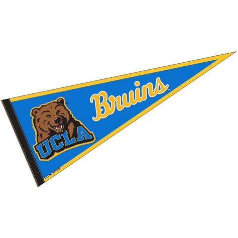 UCLA Bruin Pennant measures 12x30 inches, is made of a felt blend, has ...