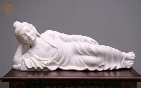 30" White Marble Sleeping Buddha | Handmade | Reclining Buddha ...