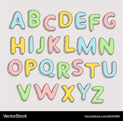 Hand drawn baby alphabet letters Royalty Free Vector Image