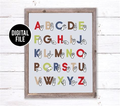 Sign Language Alphabet Art ABC ASL Boy Nursery Wall Art | Etsy