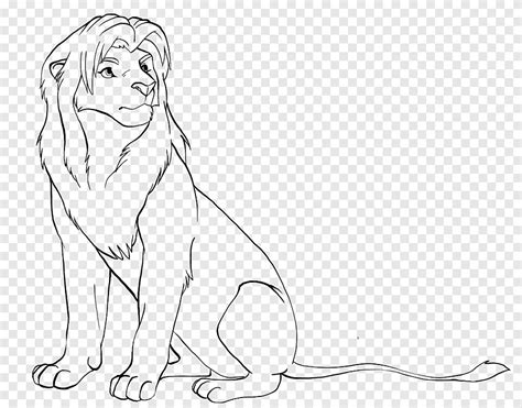 Lion Line art Mufasa Simba Drawing, lion, mammal, face png | PNGEgg