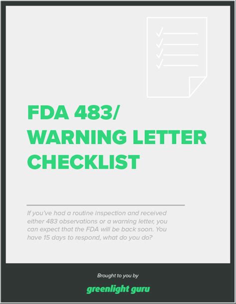 FDA 483 Warning Letter Checklist - Free Download