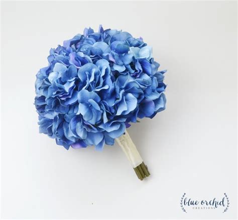 Blue Hydrangea Bouquet Silk Hydrangea Bouquet Bright Blue | Etsy