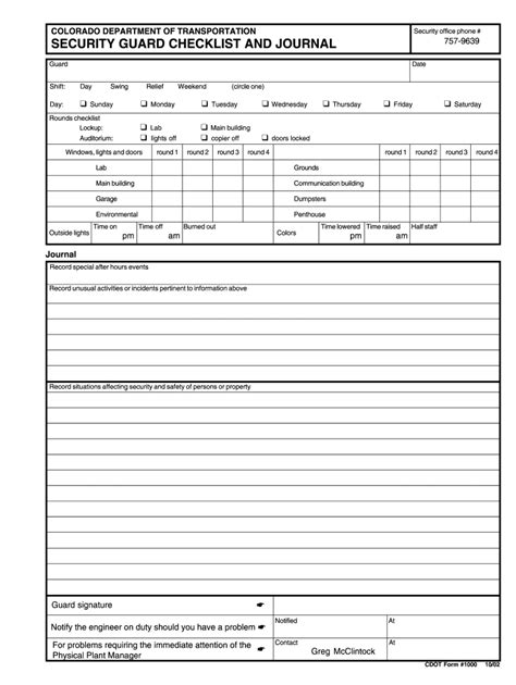 Security guard checklist pdf: Fill out & sign online | DocHub