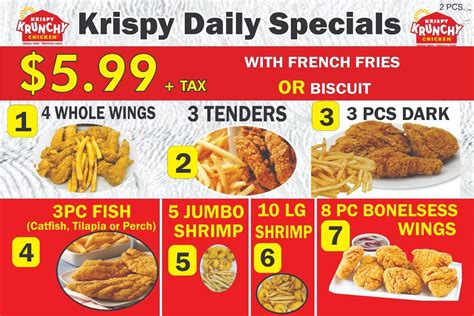 Menu at Krispy krunchy chicken restaurant, Detroit, Fenkell Ave