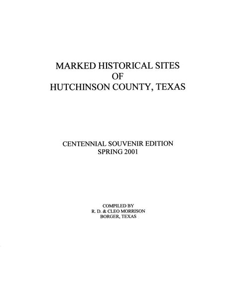 Marked Historical Sites of Hutchinson County, Texas - The Portal to ...