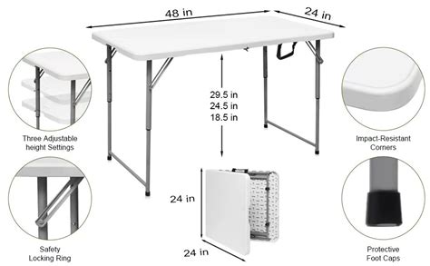 Amazon.com: Byliable Folding Table 4 Foot Portable Heavy Duty Plastic ...