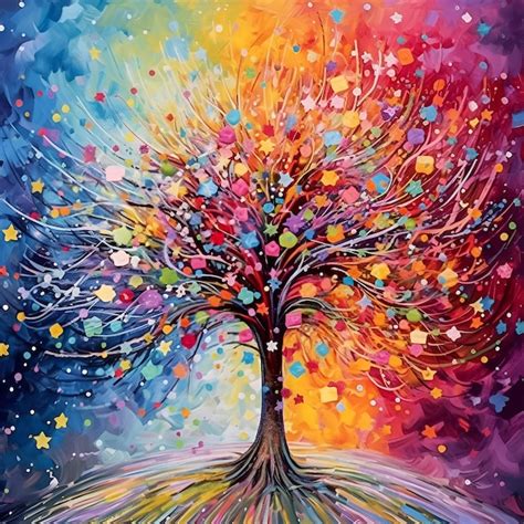 Premium Photo | A colorful tree with the word tree on it