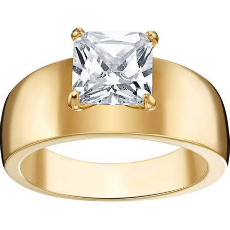 ONLINE - Gold-Tone Princess CZ Wide Band Wedding Ring - Walmart.com - Walmart.com