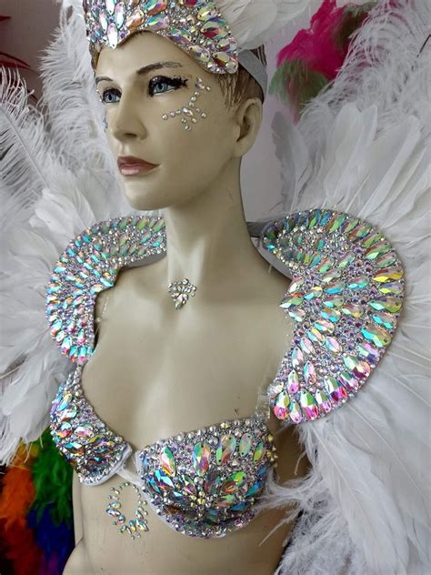 Rihanna Carnival Costume Feathers Rhinestone Samba Costume Angel Wings ...