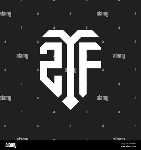 ZF logo with isolated love shape black and white color template design ...