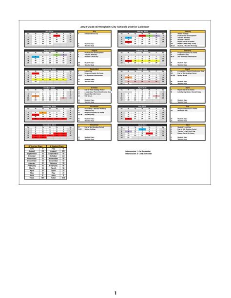 Birmingham City Schools Calendar 2024-2025 in PDF