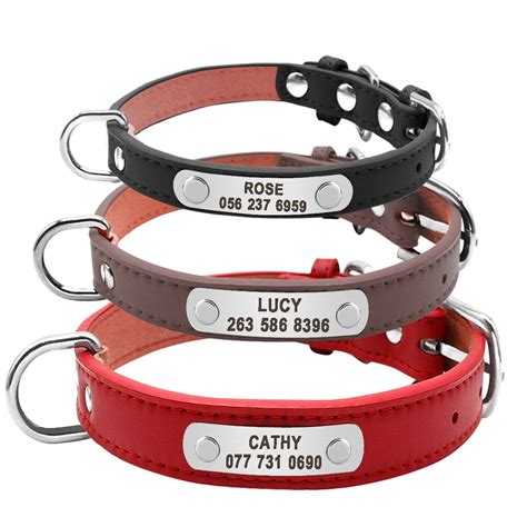 Personalized Dog Collars Leather Pet ID Collar Name Engraved Free for ...